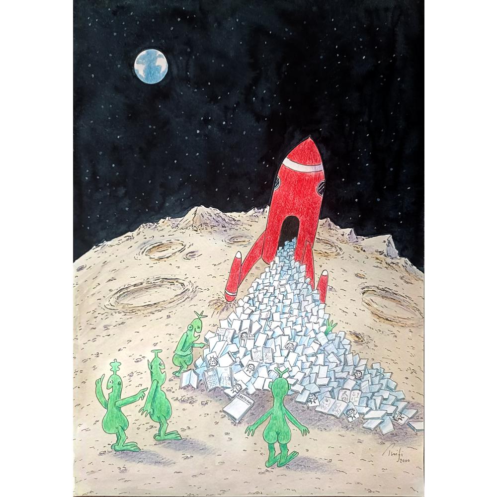 Bossens Philippe 43x30cm Orijinal Karikatür BOD01181