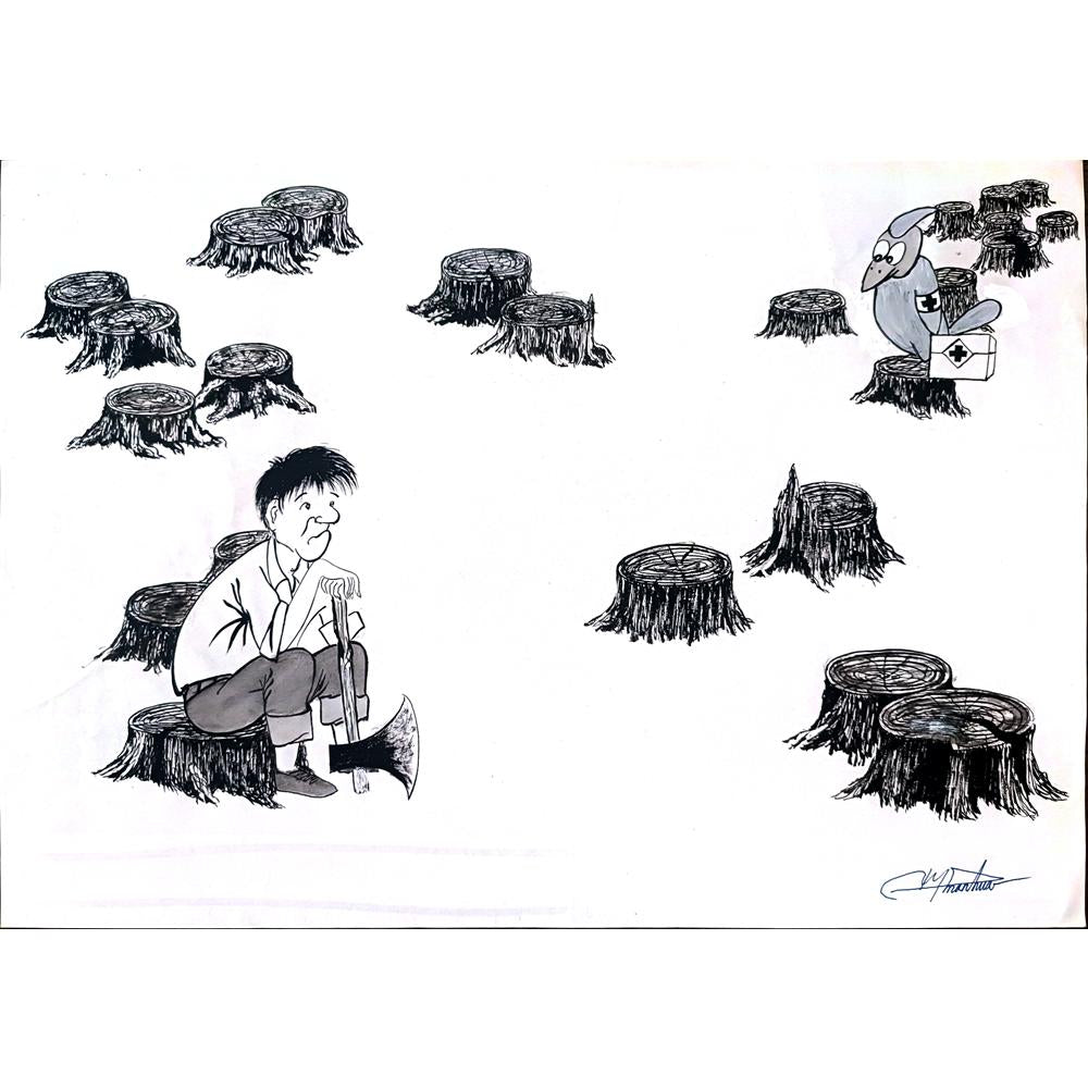 Zang Jun 35x25cm Orijinal Karikatür BOD01257