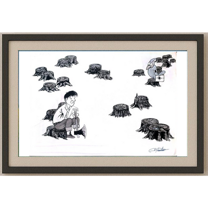 Zang Jun 35x25cm Orijinal Karikatür BOD01257