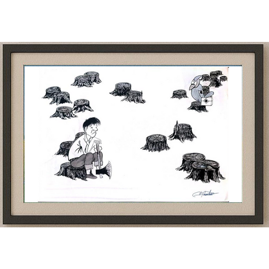 Zang Jun 35x25cm Orijinal Karikatür BOD01257