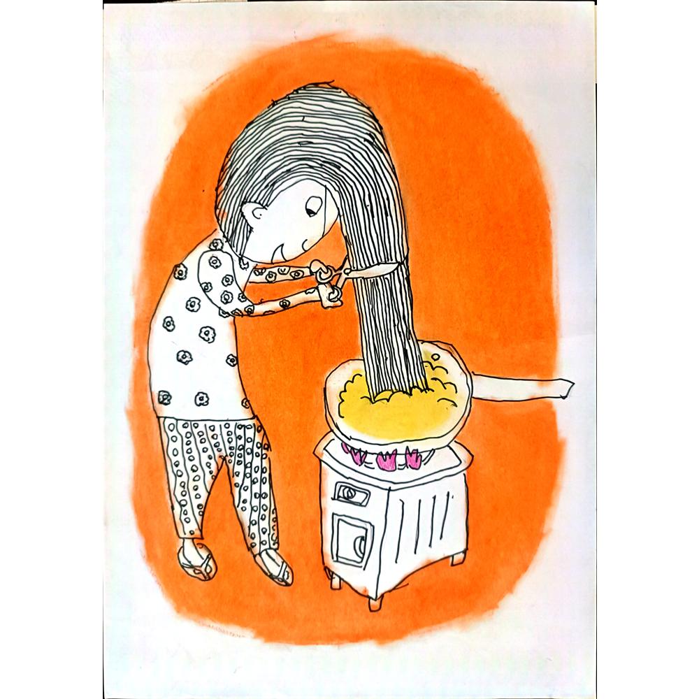 Wang Xiao Rang 29x21cm Orijinal Karikatür BOD01277