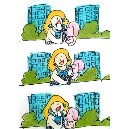 Chen Jinpeng 29x21cm Orijinal Karikatür BOD01290