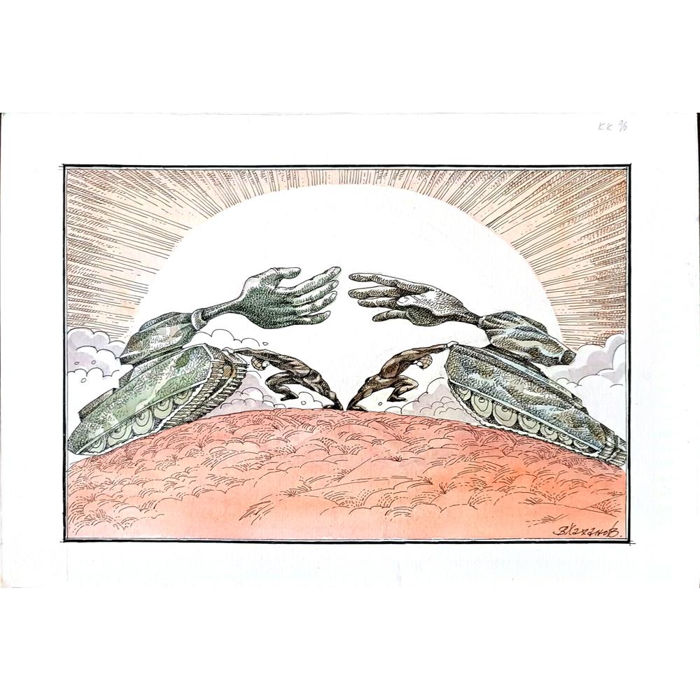 Vladimir Khakhanov 29x21cm Orijinal Karikatür BOD01519