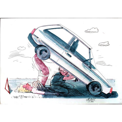 Victor Zujev 29x21cm Orijinal Karikatür BOD01527