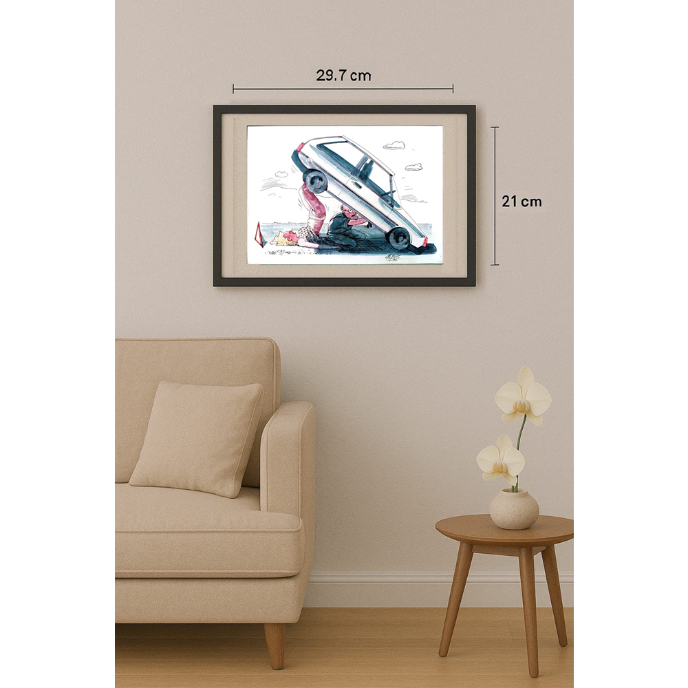 Victor Zujev 29x21cm Orijinal Karikatür BOD01527