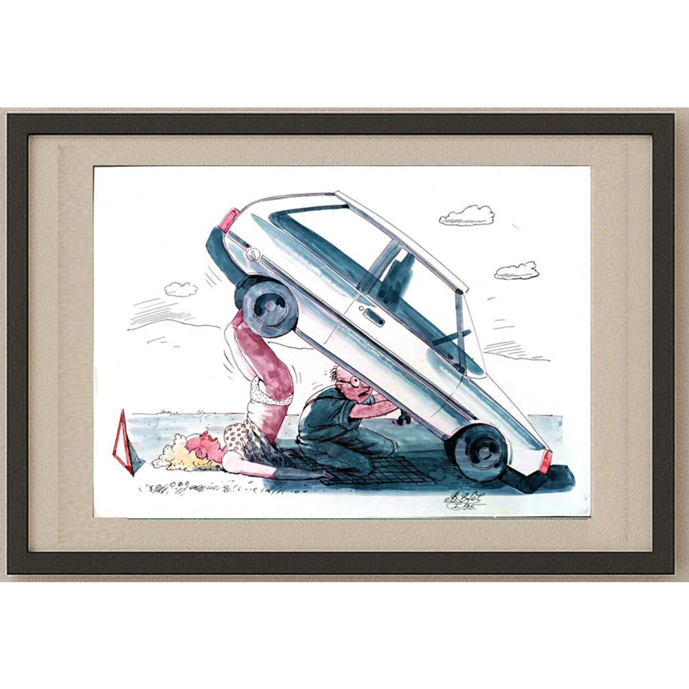 Victor Zujev 29x21cm Orijinal Karikatür BOD01527