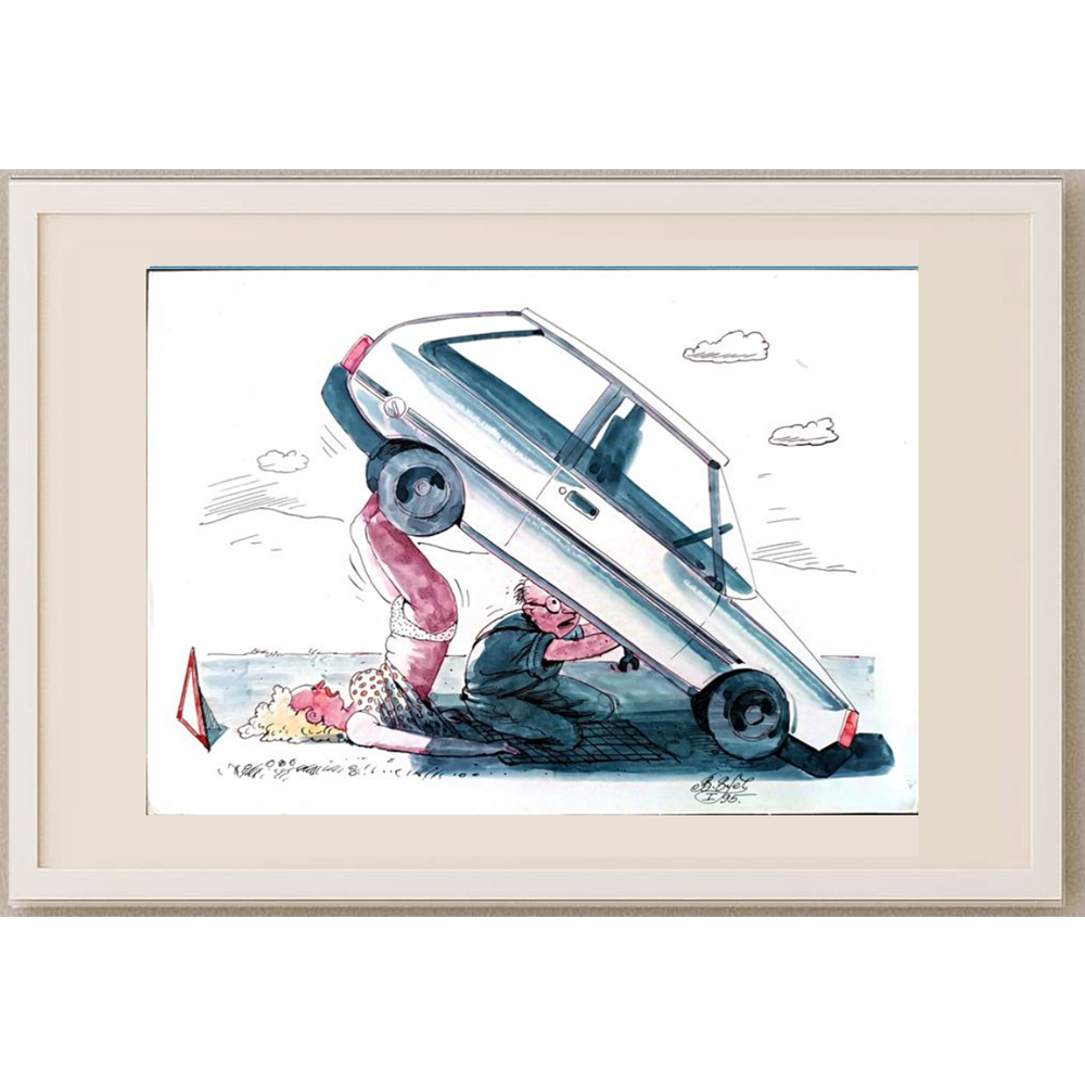 Victor Zujev 29x21cm Orijinal Karikatür BOD01527