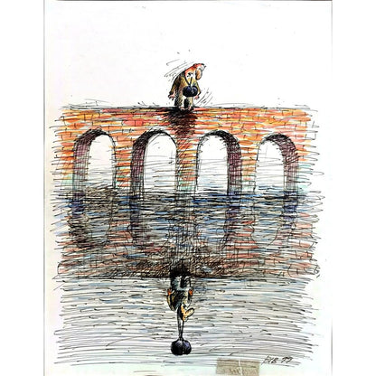 Viacheslav Bibishel 29x21cm Orijinal Karikatür BOD01529