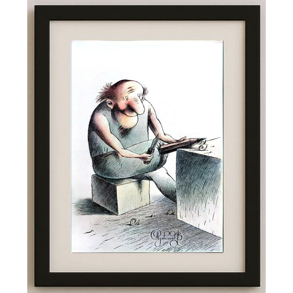 Arkadi Saltykov 29x21cm Orijinal Karikatür BOD01530