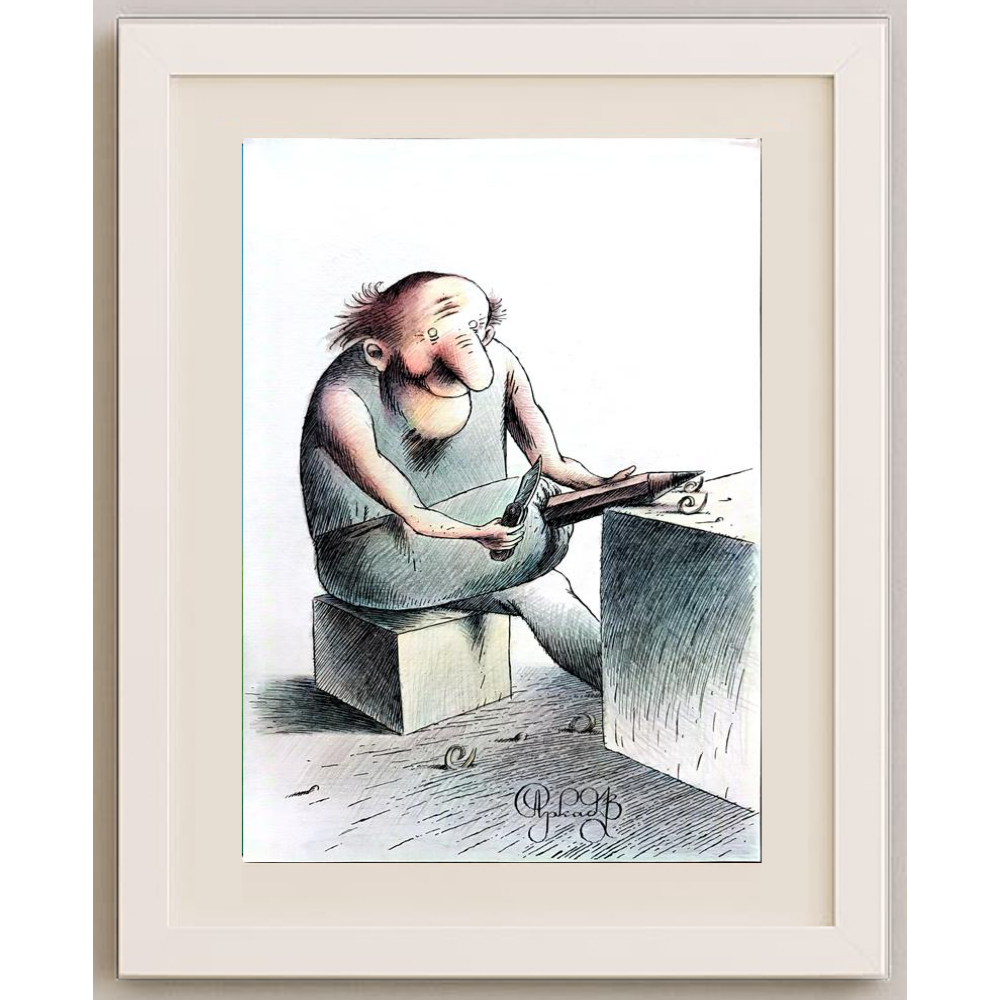 Arkadi Saltykov 29x21cm Orijinal Karikatür BOD01530