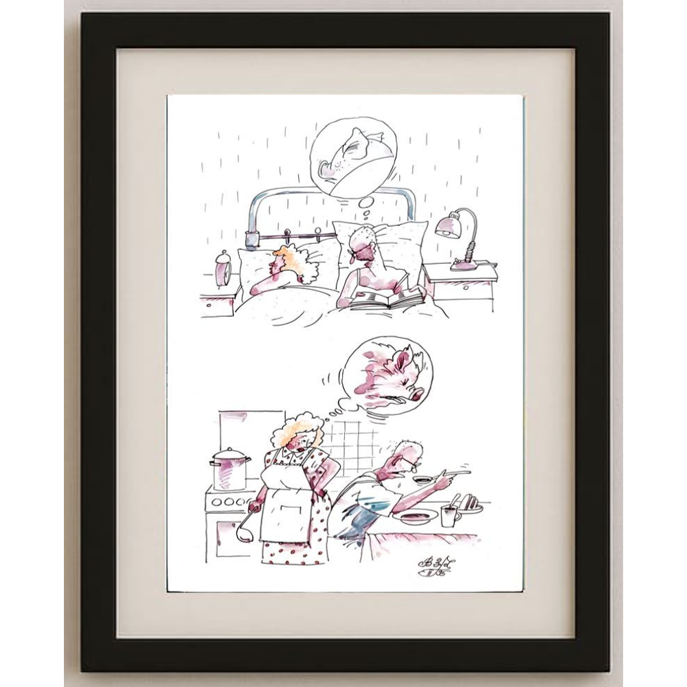 Victor Zujev 29x21cm Orijinal Karikatür BOD01536