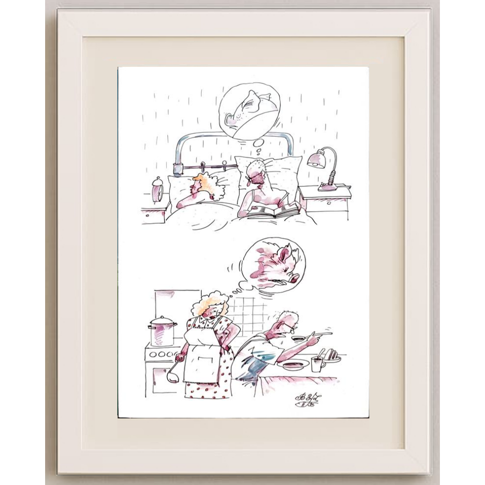 Victor Zujev 29x21cm Orijinal Karikatür BOD01536