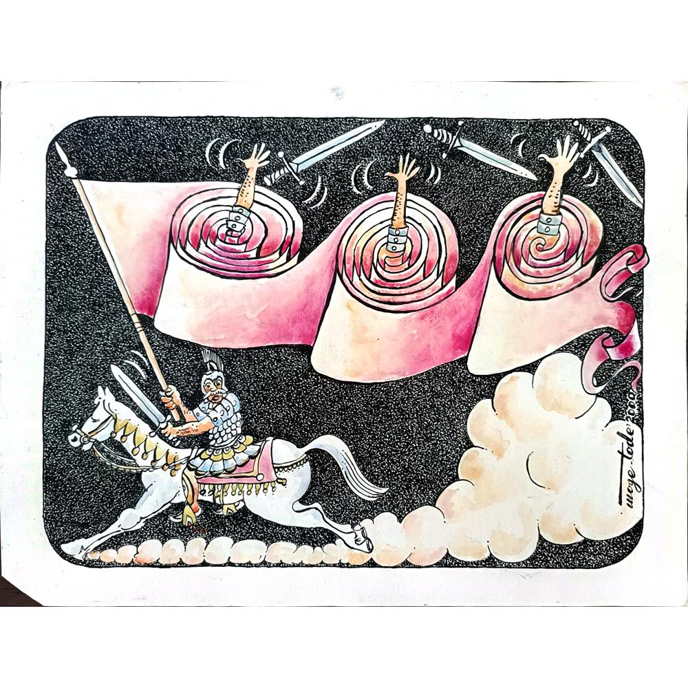 Tode Blazevski 31x25cm Orijinal Karikatür BOD01628