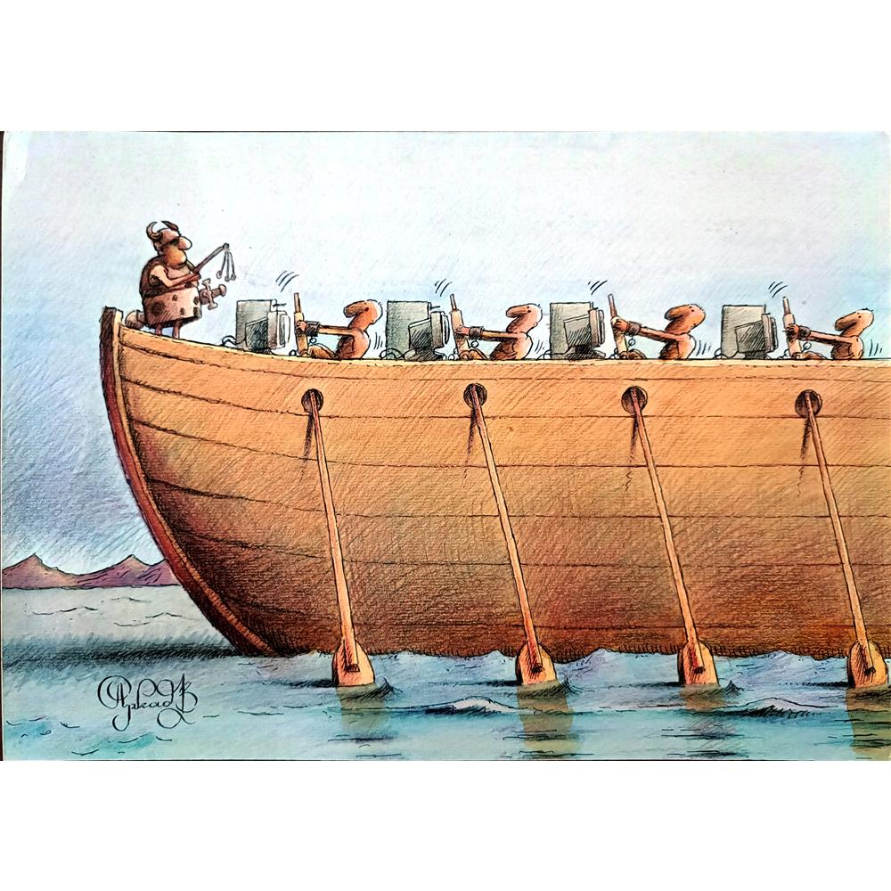 Arkadi Saltykov 29x21cm Orijinal Karikatür BOD01635