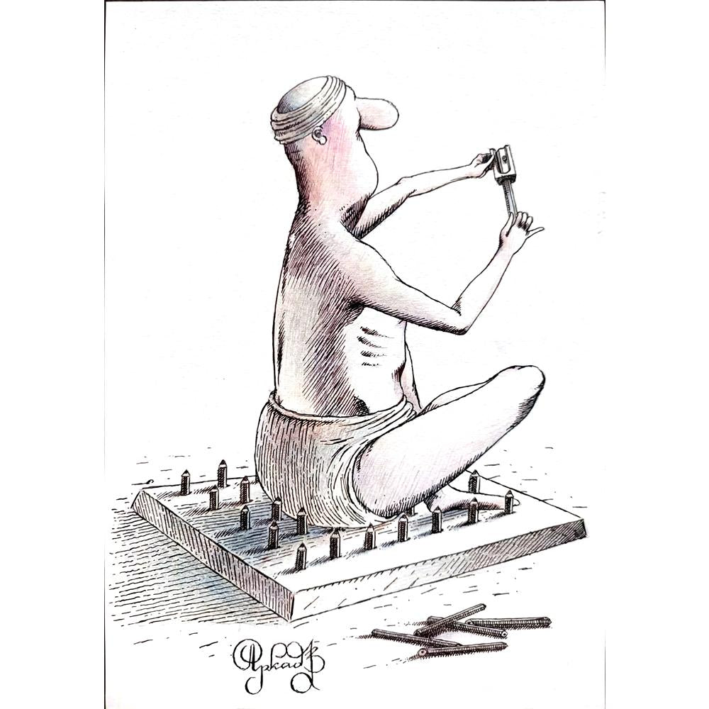 Arkadi Saltykov 29x21cm Orijinal Karikatür BOD01674