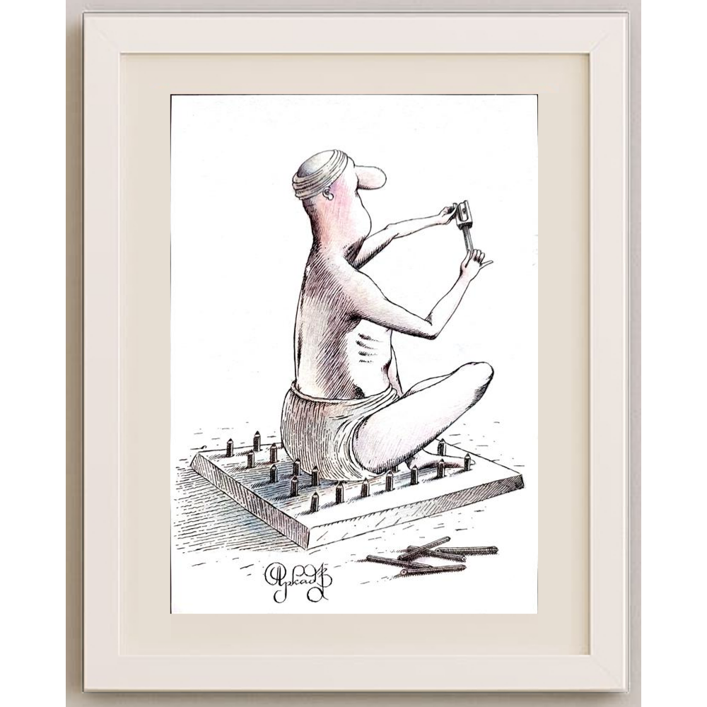 Arkadi Saltykov 29x21cm Orijinal Karikatür BOD01674