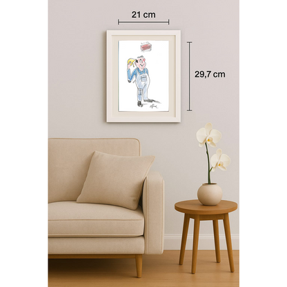 Winfried Besslich 29x21cm Orijinal Karikatür BOD01686