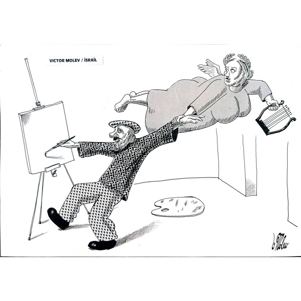 Victor Molev 29x21cm Orijinal Karikatür BOD01821
