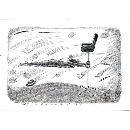 Ali Divandari 29x21cm Orijinal Karikatür BOD01861