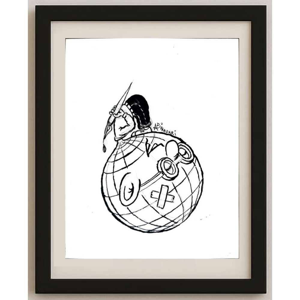 Ali Divandari 20x16cm Orijinal Karikatür BOD01894