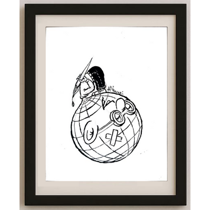 Ali Divandari 20x16cm Orijinal Karikatür BOD01894