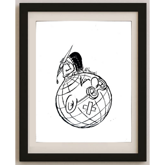 Ali Divandari 20x16cm Orijinal Karikatür BOD01894