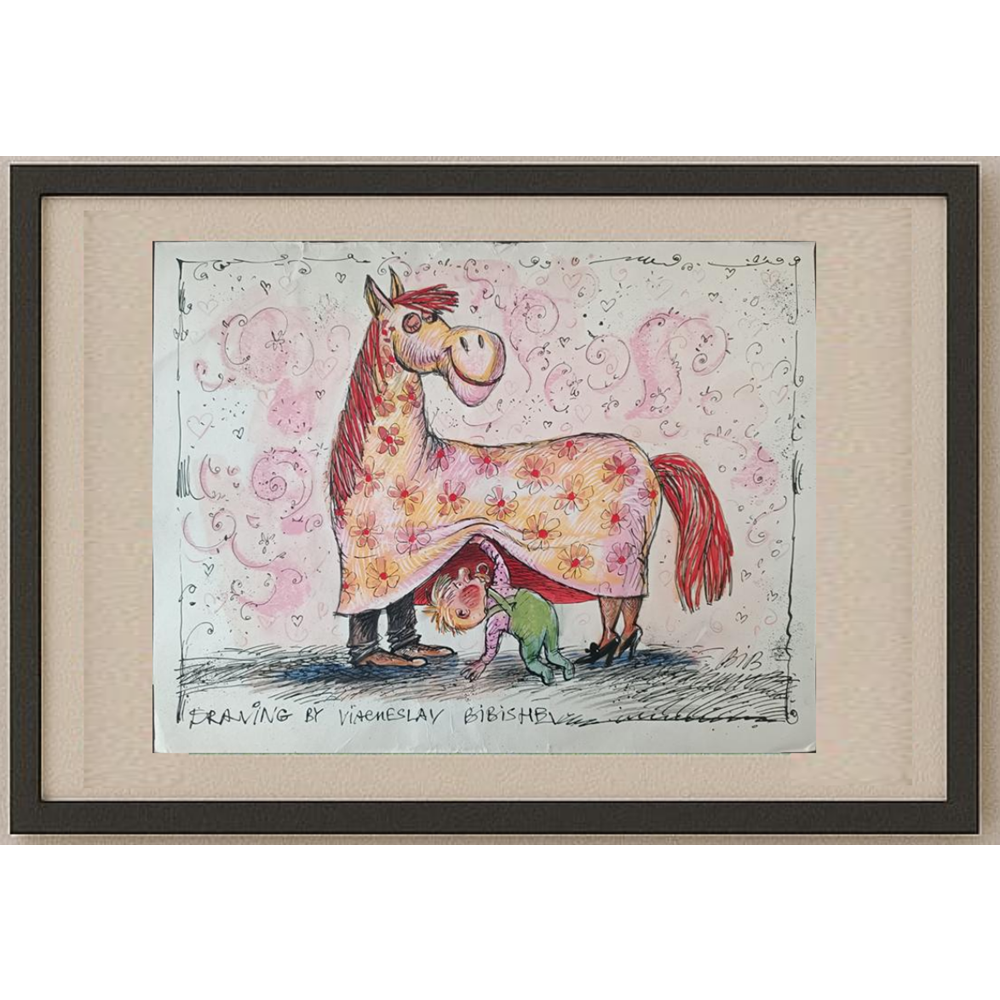 Viacheslav Bibishev 43x30cm Orijinal Karikatür BOD01955