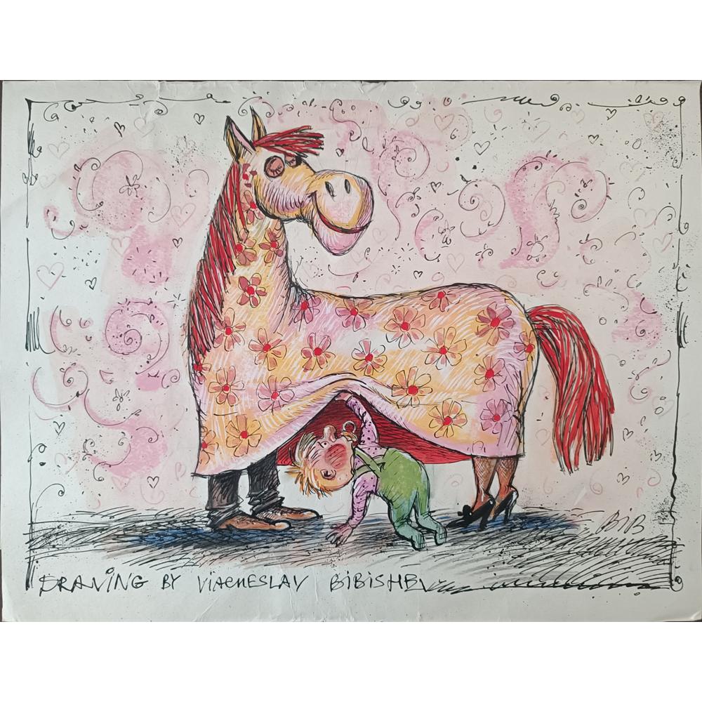 Viacheslav Bibishev 43x30cm Orijinal Karikatür BOD01955