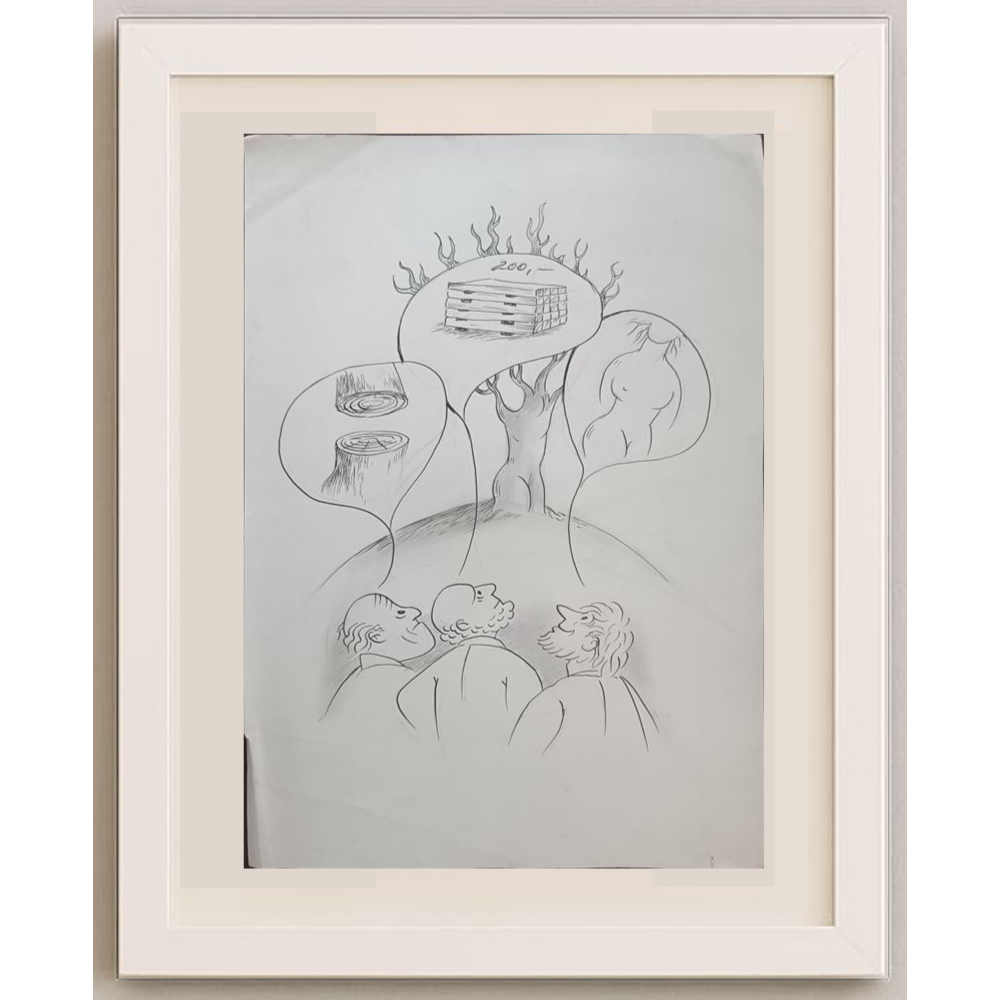 Wolfgang Schlegel 43x30cm Orijinal Karikatür BOD01960