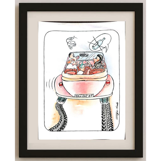 Tode Blazevski 35x25cm Orijinal Karikatür Tablo BOD02027