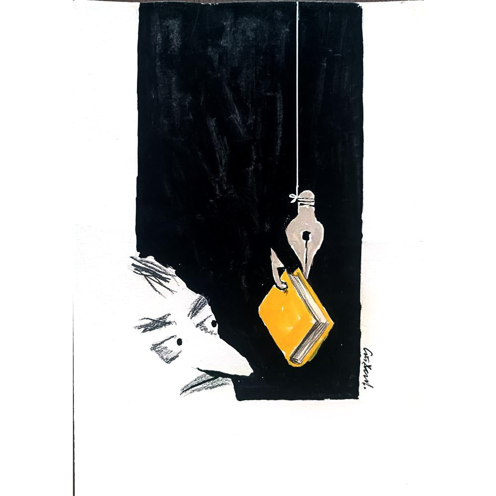 Stojan Dechev 35x25cm Orijinal Karikatür Tablo BOD02035