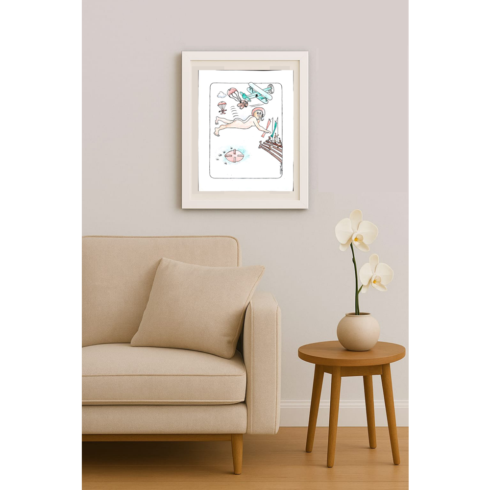 Tode Blazevski 35x25cm Orijinal Karikatür Tablo BOD02045