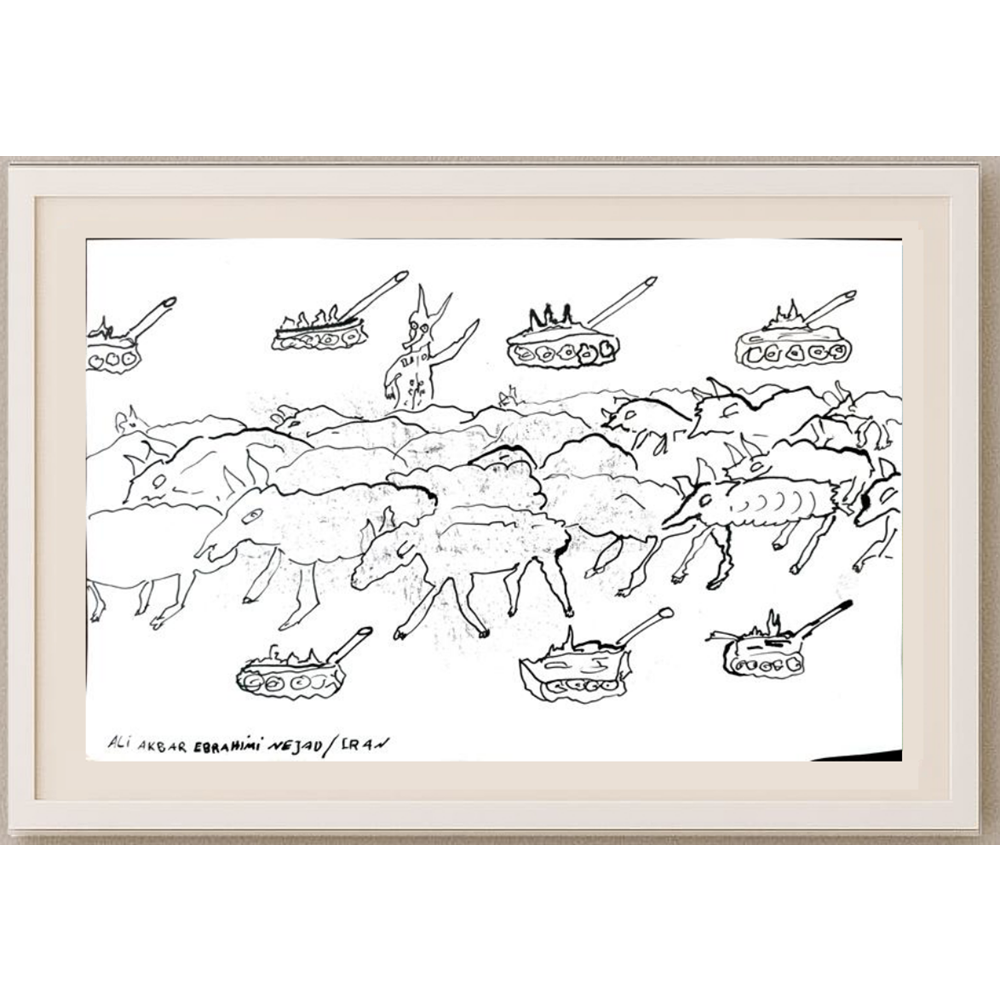 Ali Akbar Ebrahimi Nejad 29x21cm Orijinal Karikatür Tablo BOD02051