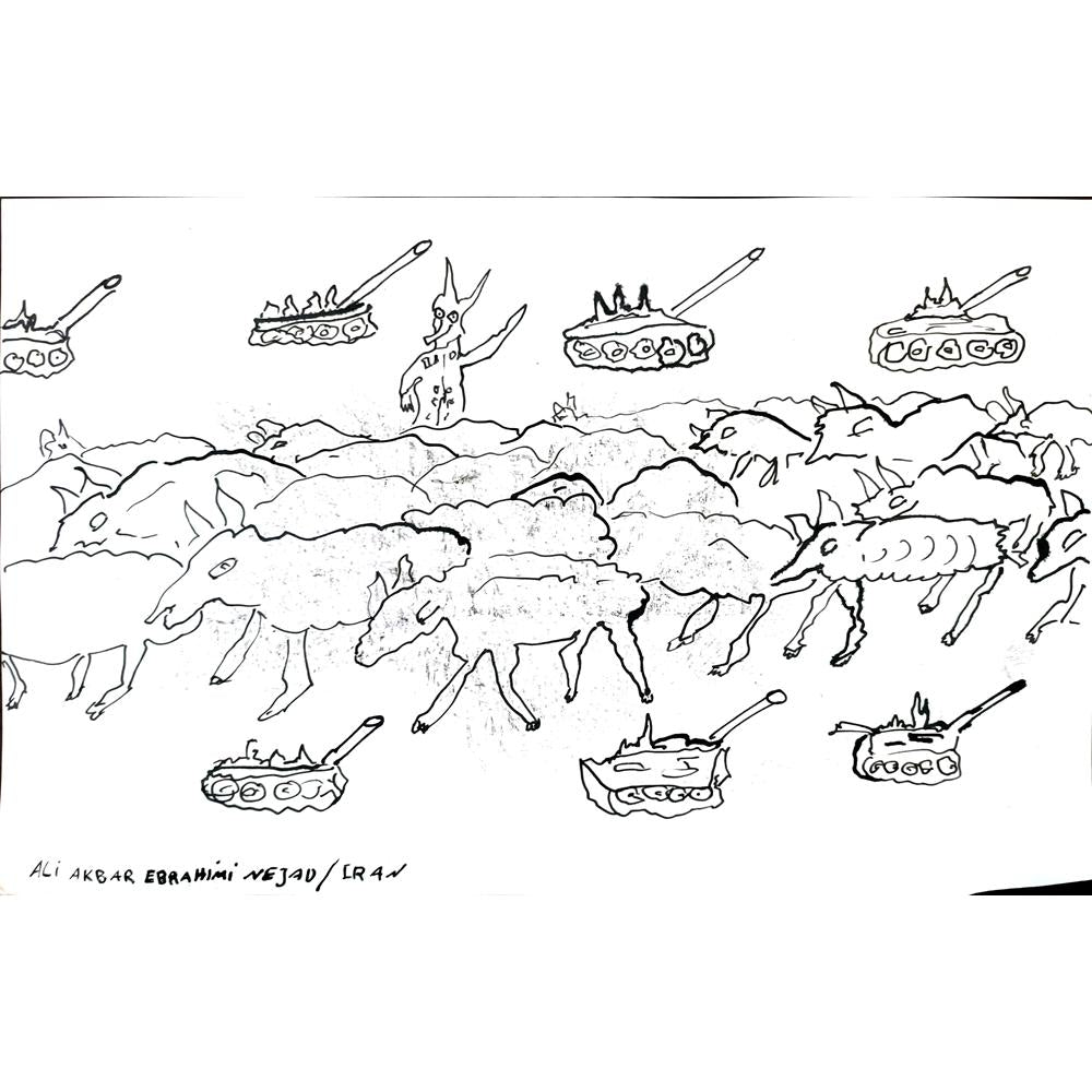Ali Akbar Ebrahimi Nejad 29x21cm Orijinal Karikatür Tablo BOD02051
