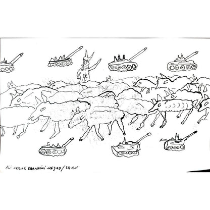 Ali Akbar Ebrahimi Nejad 29x21cm Orijinal Karikatür Tablo BOD02051